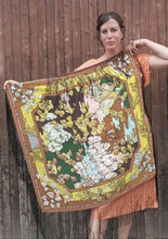 Charger l'image dans la galerie, Châle Suzanna - Imprimé feuillage et franges. Taille unique