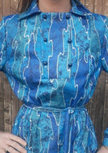 Charger l'image dans la galerie, Robe vintage Valérie - Motifs géométriques. Taille M, 38, 40. Fabriqué en France