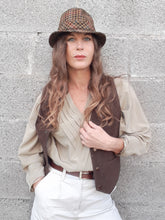 Charger l'image dans la galerie, Chapeau vintage Faustine - 100 % Laine et carreaux Ecossais