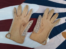 Charger l'image dans la galerie, Gants vintage Joséphine - Cuir et dentelle. Taille 6,5