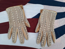 Charger l'image dans la galerie, Gants vintage Joséphine - Cuir et dentelle. Taille 6,5