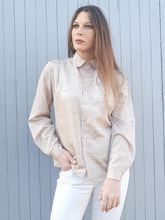 Charger l'image dans la galerie, Chemisier vintage Zoé - Tissu texturé beige, Taille M, 38, 40