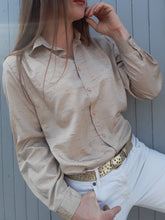 Charger l'image dans la galerie, Chemisier vintage Zoé - Tissu texturé beige, Taille M, 38, 40