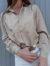 Charger l'image dans la galerie, Chemisier vintage Zoé - Tissu texturé beige, Taille M, 38, 40