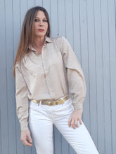 Charger l'image dans la galerie, Chemisier vintage Zoé - Tissu texturé beige, Taille M, 38, 40