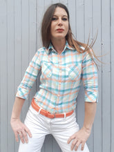 Charger l'image dans la galerie, Chemisier vintage Elynn - A carreaux pastel. Taille XS, 34, 36