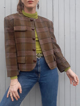Charger l'image dans la galerie, Blazer vintage Madison - Imprimé Prince-de-Galles en laine- Taille L, 40, 42. Fabriqué en France