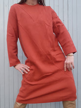 Charger l'image dans la galerie, Robe vintage Priscilla - Surpiqûres géométriques. Taille M, 38, 40