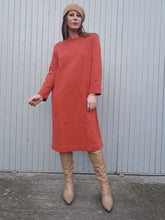 Charger l'image dans la galerie, Robe vintage Priscilla - Surpiqûres géométriques. Taille M, 38, 40