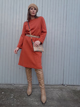 Charger l'image dans la galerie, Robe vintage Priscilla - Surpiqûres géométriques. Taille M, 38, 40