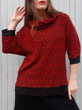 Charger l'image dans la galerie, Pull-over vintage Clarisse - Zébré Red & black. Taille M, 38, 40
