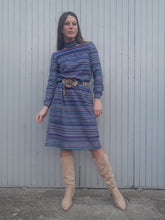 Charger l'image dans la galerie, Robe vintage Charline - Rayée. Taille S, 36, 38. Fabriqué en France