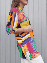 Charger l'image dans la galerie, Chemisier vintage Natasha - Bariolé et coloré. Taille XL, 42, 44. Maison 1.2.3