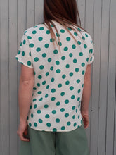 Charger l'image dans la galerie, Blouse vintage Suzie - Pois verts. Taille M, 38, 40. Fabriqué en France