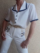 Charger l'image dans la galerie, Chemisier vintage Ondine - Col marin. Taille XL, 42, 44