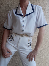 Charger l'image dans la galerie, Chemisier vintage Ondine - Col marin. Taille XL, 42, 44