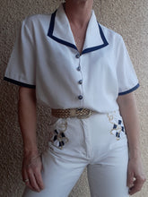Charger l'image dans la galerie, Chemisier vintage Ondine - Col marin. Taille XL, 42, 44