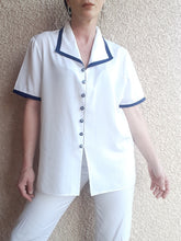 Charger l'image dans la galerie, Chemisier vintage Ondine - Col marin. Taille XL, 42, 44