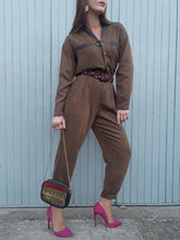 Charger l'image dans la galerie, Combinaison vintage Émie - Bi-matière. Taille M, 38, 40. Made in USA. Coton