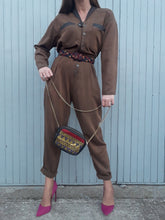 Charger l'image dans la galerie, Combinaison vintage Émie - Bi-matière. Taille M, 38, 40. Made in USA. Coton