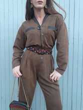 Charger l'image dans la galerie, Combinaison vintage Émie - Bi-matière. Taille M, 38, 40. Made in USA. Coton