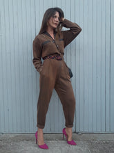 Charger l'image dans la galerie, Combinaison vintage Émie - Bi-matière. Taille M, 38, 40. Made in USA. Coton