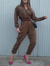 Charger l'image dans la galerie, Combinaison vintage Émie - Bi-matière. Taille M, 38, 40. Made in USA. Coton