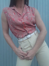 Charger l'image dans la galerie, Top vintage Stella - Vichy fleuris. Taille M, 38, 40
