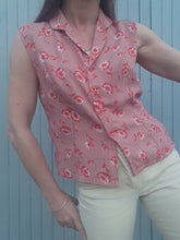 Charger l'image dans la galerie, Top vintage Stella - Vichy fleuris. Taille M, 38, 40
