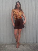 Charger l'image dans la galerie, Blouse vintage Camélia - Feuillage safari. Taille M, 38, 40. Fabriqué en France