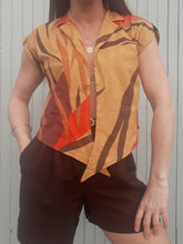 Charger l'image dans la galerie, Blouse vintage Camélia - Feuillage safari. Taille M, 38, 40. Fabriqué en France