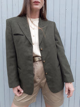 Charger l'image dans la galerie, Veste vintage Aurora - Broderies florales. Laine Kaki. Taille L, 40, 42
