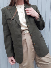 Charger l'image dans la galerie, Veste vintage Aurora - Broderies florales. Laine Kaki. Taille L, 40, 42