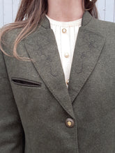 Charger l'image dans la galerie, Veste vintage Aurora - Broderies florales. Laine Kaki. Taille L, 40, 42