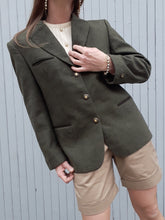 Charger l'image dans la galerie, Veste vintage Aurora - Broderies florales. Laine Kaki. Taille L, 40, 42