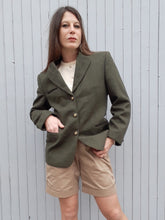 Charger l'image dans la galerie, Veste vintage Aurora - Broderies florales. Laine Kaki. Taille L, 40, 42