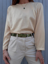 Charger l'image dans la galerie, Blouse vintage Coline - Carrés irisés jaune pâle. Taille XL, 42, 44