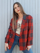 Charger l'image dans la galerie, Veste vintage Elsa - Tartan rouge framboise. Taille XL, 42, 44