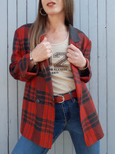 Charger l'image dans la galerie, Veste vintage Elsa - Tartan rouge framboise. Taille XL, 42, 44