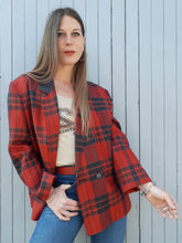 Charger l'image dans la galerie, Veste vintage Elsa - Tartan rouge framboise. Taille XL, 42, 44