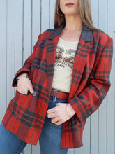 Charger l'image dans la galerie, Veste vintage Elsa - Tartan rouge framboise. Taille XL, 42, 44