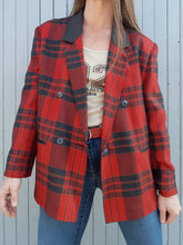 Charger l'image dans la galerie, Veste vintage Elsa - Tartan rouge framboise. Taille XL, 42, 44