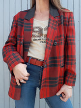Charger l'image dans la galerie, Veste vintage Elsa - Tartan rouge framboise. Taille XL, 42, 44