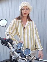 Charger l'image dans la galerie, Chemisier vintage Marthe. Rayé sable doré. Taille XXL, 44, 46. Sommerman