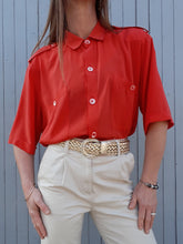Charger l'image dans la galerie, Chemisier vintage Maria - Rouge framboise. Taille XXL, 44, 46