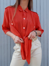 Charger l'image dans la galerie, Chemisier vintage Maria - Rouge framboise. Taille XXL, 44, 46