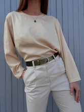 Charger l'image dans la galerie, Blouse vintage Coline - Carrés irisés jaune pâle. Taille XL, 42, 44