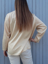 Charger l'image dans la galerie, Blouse vintage Coline - Carrés irisés jaune pâle. Taille XL, 42, 44