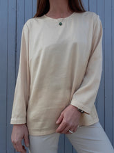 Charger l'image dans la galerie, Blouse vintage Coline - Carrés irisés jaune pâle. Taille XL, 42, 44