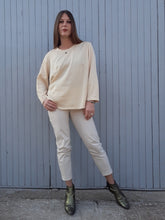 Charger l'image dans la galerie, Blouse vintage Coline - Carrés irisés jaune pâle. Taille XL, 42, 44